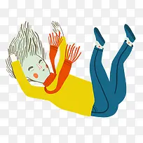 卡通下坠男孩
