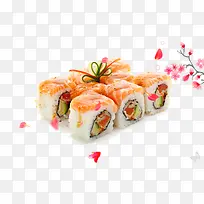 免抠日式美食寿司粉色樱花装饰