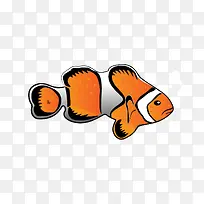 橙色卡通热带小丑鱼