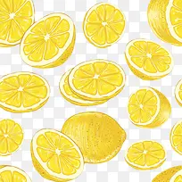 橙黄色美味的水果柠檬片卡通