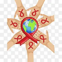 2018年世界艾滋病日红丝带元素