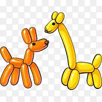 黄色卡通气球小动物装饰图案