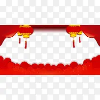 红色立体剪纸新年边框