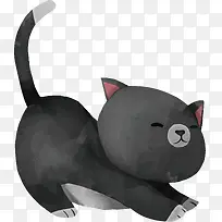 伸懒腰的黑猫