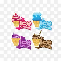 矢量多色卡通冰淇淋标识