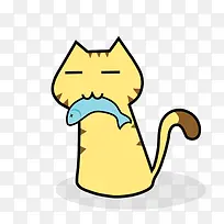 叼着鱼的猫