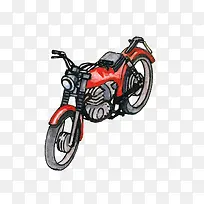 手绘水彩插画机械摩托车