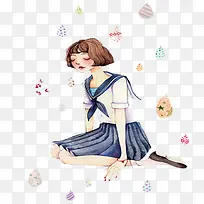 穿校服的短发学生PNG下载