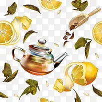 黄色简约茶壶柠檬