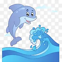海豚水浪