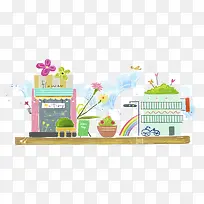 清新童真创意装饰花店标志免抠图