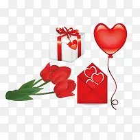 红色玫瑰礼物盒和信函