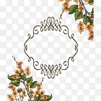 手绘花卉标题框