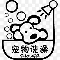 卡通宠物店宠物狗洗澡沐浴