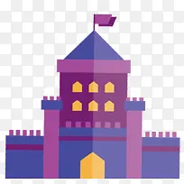 手绘简笔画紫色城堡