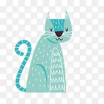 蓝色创意花纹设计猫咪