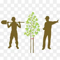 正在呵护树木的园林工