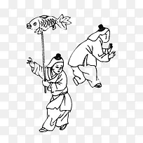 古代玩木鱼的孩子