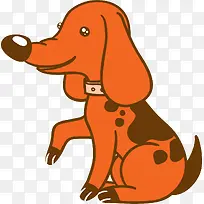 卡通蹲坐着的红棕色小狗