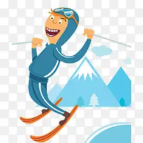 冬季旅游滑雪卡通海报