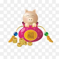 国庆可爱小猪福袋免抠图