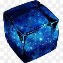蓝色正方体水晶块