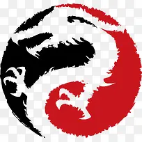 古风水墨线条龙图