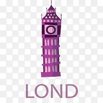 紫色伦敦卡通大笨钟