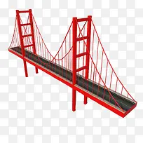 直行红色弧形状铁索桥