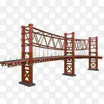 红色钢材大铁索桥