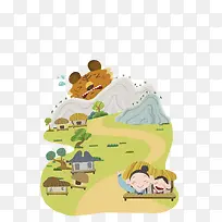 手绘山脉