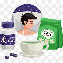 茶叶和安眠药矢量图