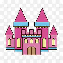 彩色三角形线稿城堡元素