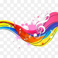 矢量水彩曲线和音符