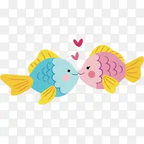 矢量图恋爱的两条鱼