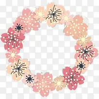 卡通春天浪漫樱花花环