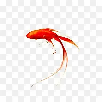 红色中国风水墨金鱼