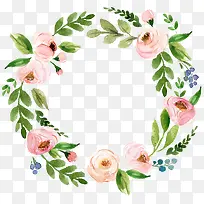 水彩花环装饰免抠图