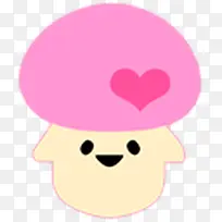 粉红色的心快乐的蘑菇