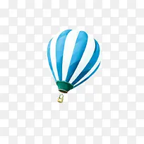 蓝白条纹热气球免抠元素