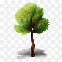 油画风树——植树节免扣素材