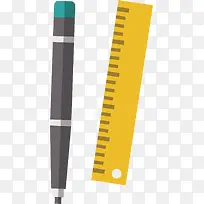 矢量图铅笔和尺子