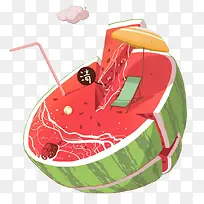 西瓜夏日. 元素 PNG 素材 夏 立夏