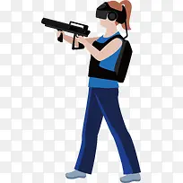 正在体验VR的人物射击体验素材