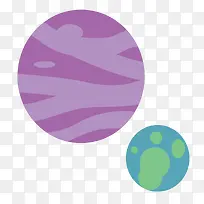 紫色星球绿色地球太阳系宇宙太空