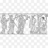 线条手绘风格壁画古希腊神