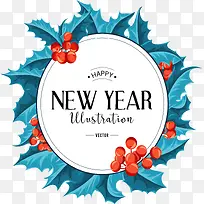 新年快乐绿色树叶