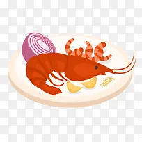 彩色圆角大虾食物元素