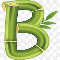 清新绿色竹子艺术字母B矢量素材