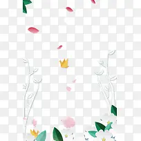 扁平风清新白色花朵装饰图案